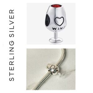 🌟 925 Sterling Silver Love Wine Glass Charm